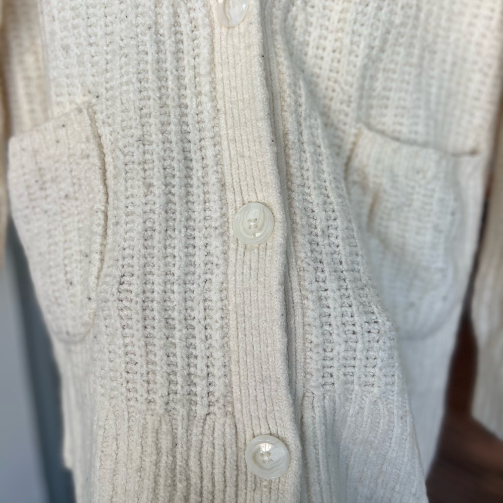 Anthropologie Merino Wool Blend Cream Knit Button Down Cardigan- M - Picture 3 of 8